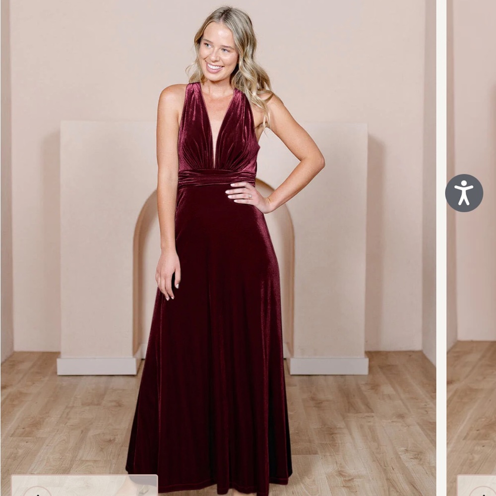 Revelry Velvet Bridesmaid Dress - Burgundy (Red) Size 12